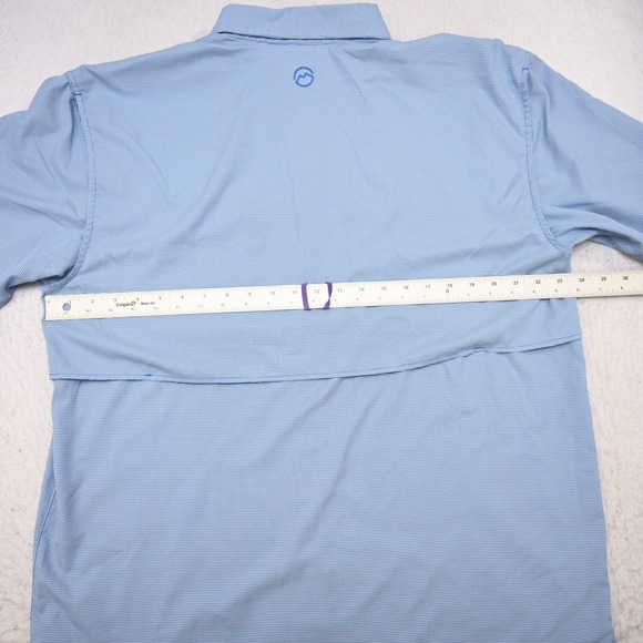 Magellan Vented Fishing Shirt Mens Large Relaxed Fit Blue Plaid Short Sleeve - Picture 14 of 15